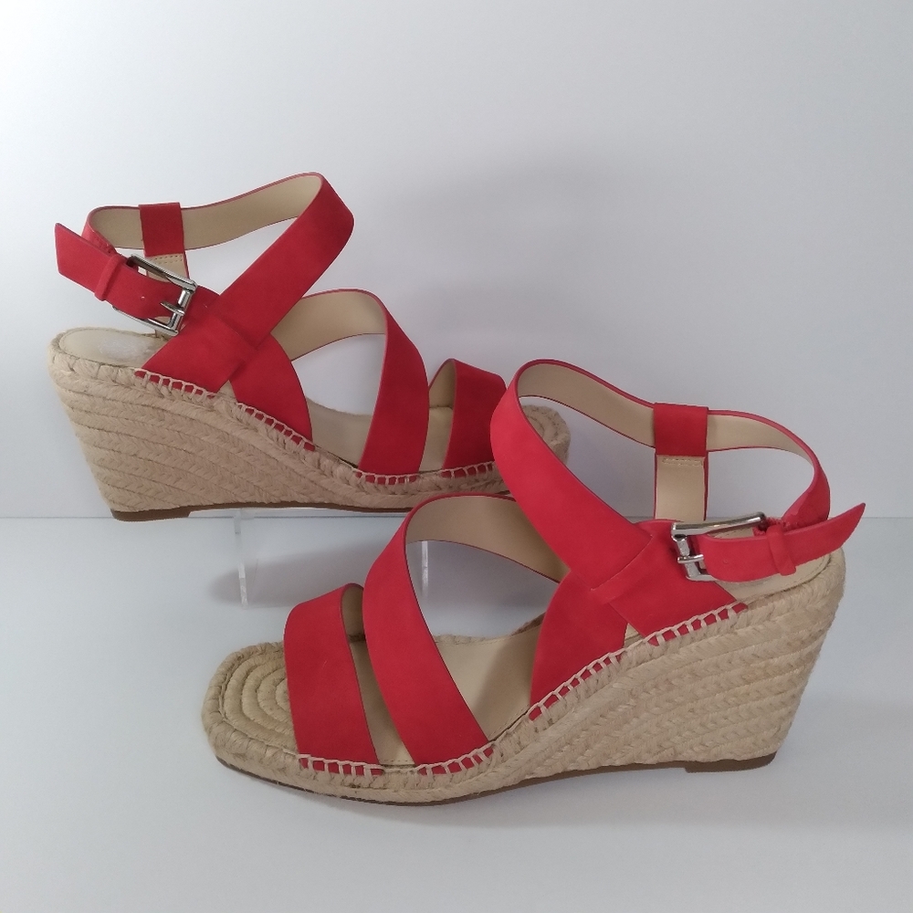 Vince Camuto Martissy Suede Espadrille Wedge Strappy Sandals Razz Red Size 9 - Picture 3 of 11